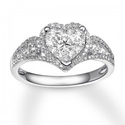 Diamond Heart Ring 3/4 Carat tw 14K White Gold