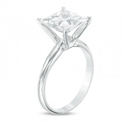 Certified Princess-Cut Diamond Solitaire Engagement Ring in 14K White Gold