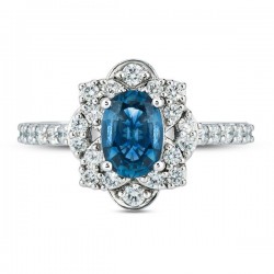 Natural Sapphire Ring 5/8 ct tw Diamonds Platinum