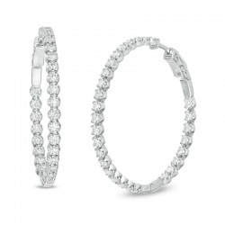 Marilyn Monroe Collection 3 CT TW Journey Diamond Inside-Out Hoop Earrings in 10K White Gold