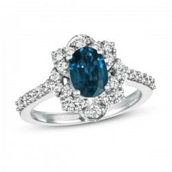 Natural Sapphire Ring 5/8 ct tw Diamonds Platinum