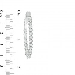 Marilyn Monroe Collection 3 CT TW Journey Diamond Inside-Out Hoop Earrings in 10K White Gold