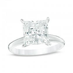 Certified Princess-Cut Diamond Solitaire Engagement Ring in 14K White Gold